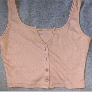Tan buttoned crop top with ripples:)